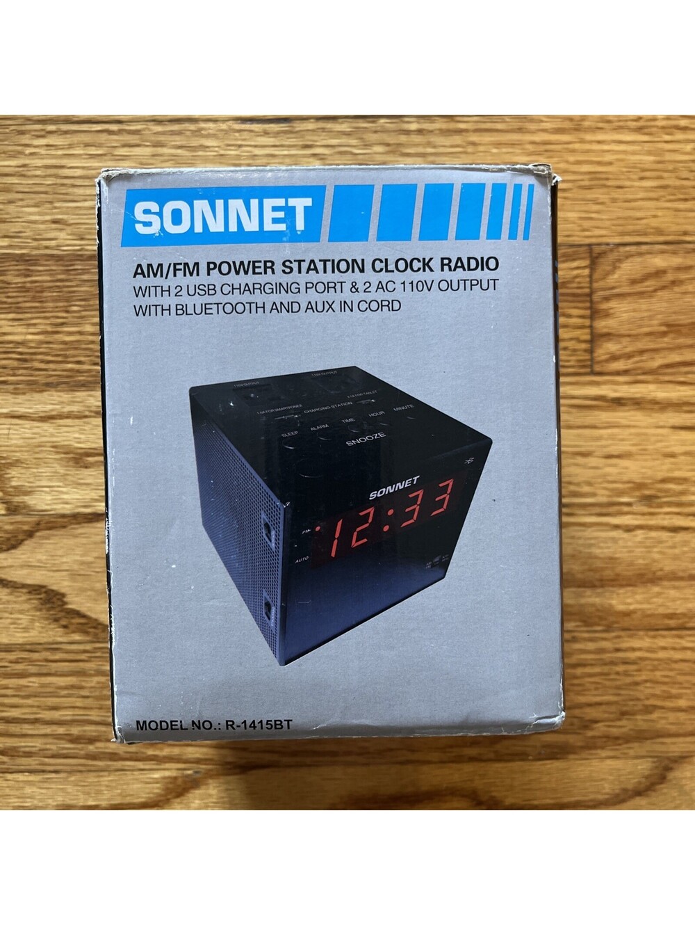 Sonnet Alarm Clock Charging Station, AM FM Radio, Dual USB Charging Ports, Du...